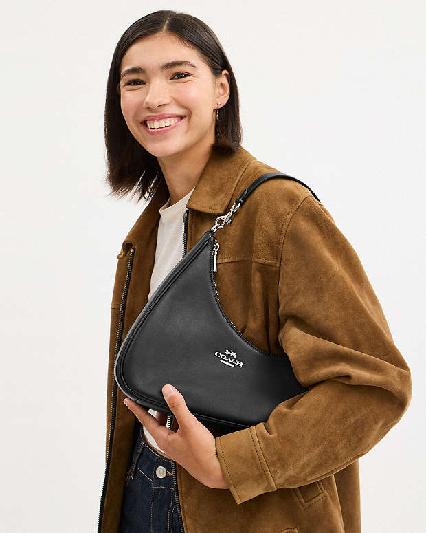 Twisted Teri Shoulder Bag Smooth Leather-Silver-Black Smooth Leather-Silver-Black