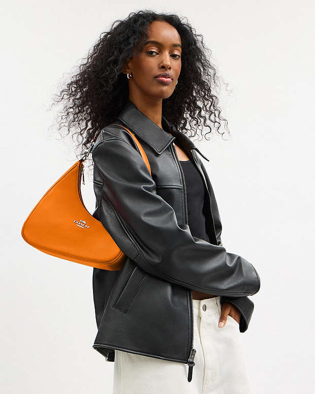 Twisted Teri Shoulder Bag Smooth Leather-Silver-Bright Mandarin Smooth Leather-Silver-Bright Mandarin