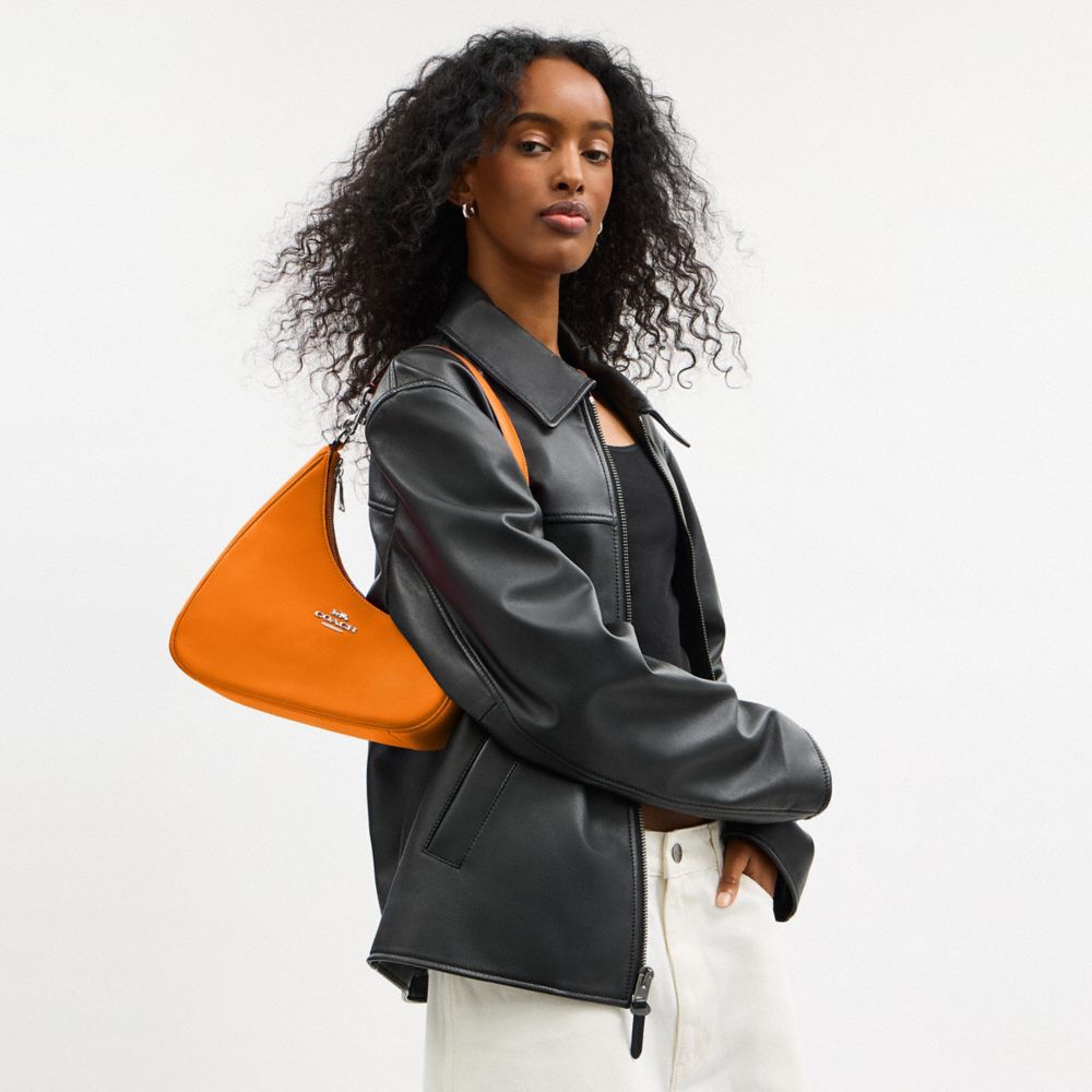 Twisted Teri Shoulder Bag Smooth Leather-Silver-Bright Mandarin Smooth Leather-Silver-Bright Mandarin