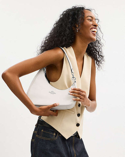 Twisted Teri Shoulder Bag Smooth Leather-Silver-Chalk Smooth Leather-Silver-Chalk