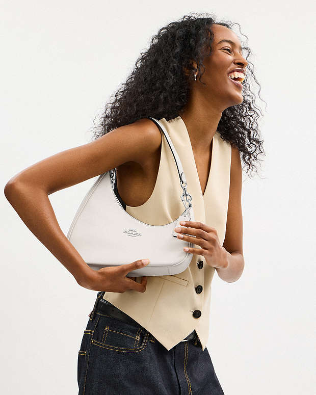 Twisted Teri Shoulder Bag Smooth Leather-Silver-Chalk Smooth Leather-Silver-Chalk