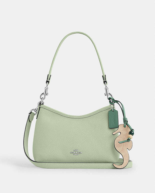 Laurel Small Shoulder Bag With Seahorse Charm Pebbled Leather-Sv-Light Pistachio-Sand Pebbled Leather-Sv-Light Pistachio-Sand