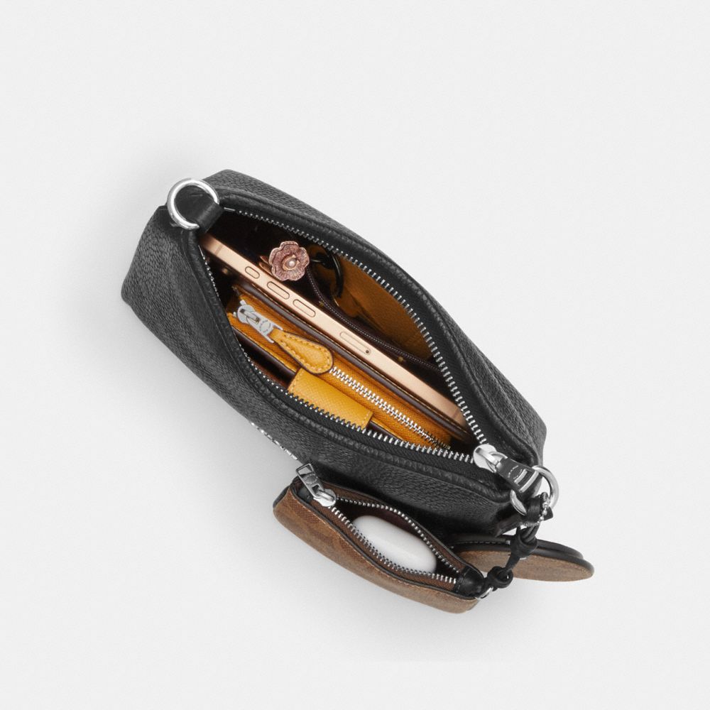 Laurel Small Shoulder Bag With Mirror Charm And Pouch Pebbled Leather-Sv-Black-Tan Pebbled Leather-Sv-Black-Tan