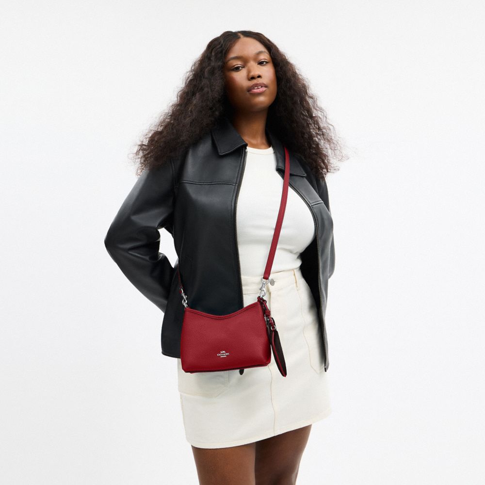 Laurel Small Shoulder Bag With Mirror Charm And Pouch Pebbled Leather-Sv-Dark Cardinal-Walnut Pebbled Leather-Sv-Dark Cardinal-Walnut