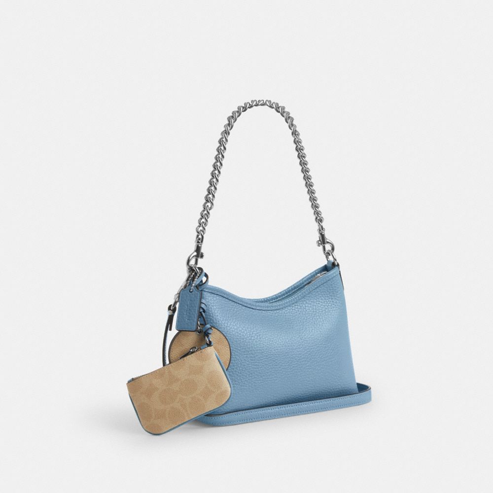 Laurel Small Shoulder Bag With Mirror Charm And Pouch Pebbled Leather-Sv-Pool-Sand Pebbled Leather-Sv-Pool-Sand