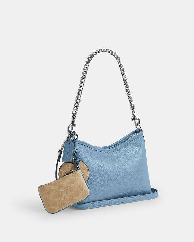 Laurel Small Shoulder Bag With Mirror Charm And Pouch Pebbled Leather-Sv-Pool-Sand Pebbled Leather-Sv-Pool-Sand