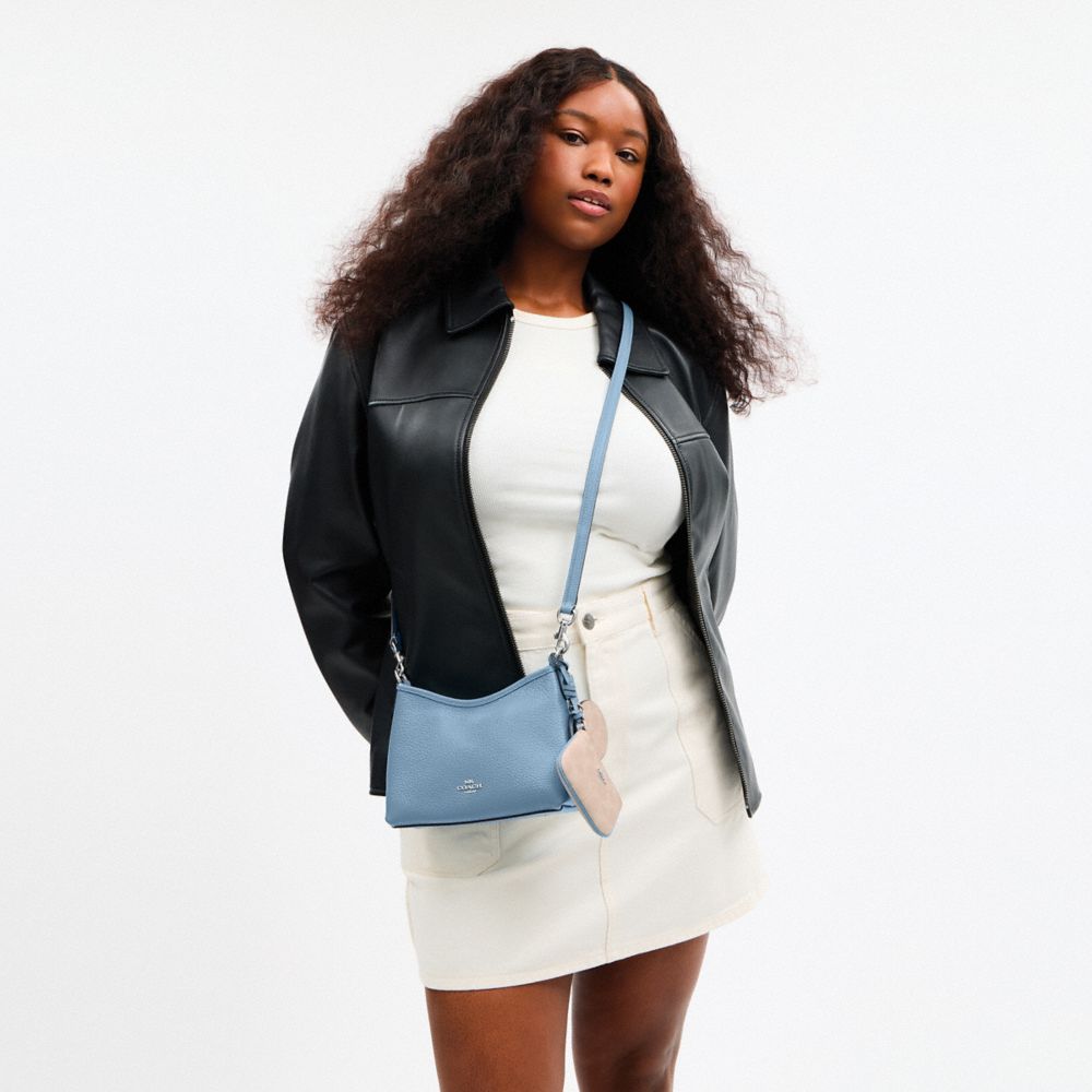 Laurel Small Shoulder Bag With Mirror Charm And Pouch Pebbled Leather-Sv-Pool-Sand Pebbled Leather-Sv-Pool-Sand