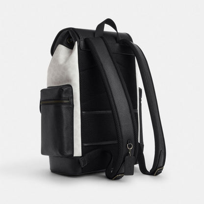 Coach Sprint Backpack In Colorblock Signature Canvas Gunmetal Chalk Black