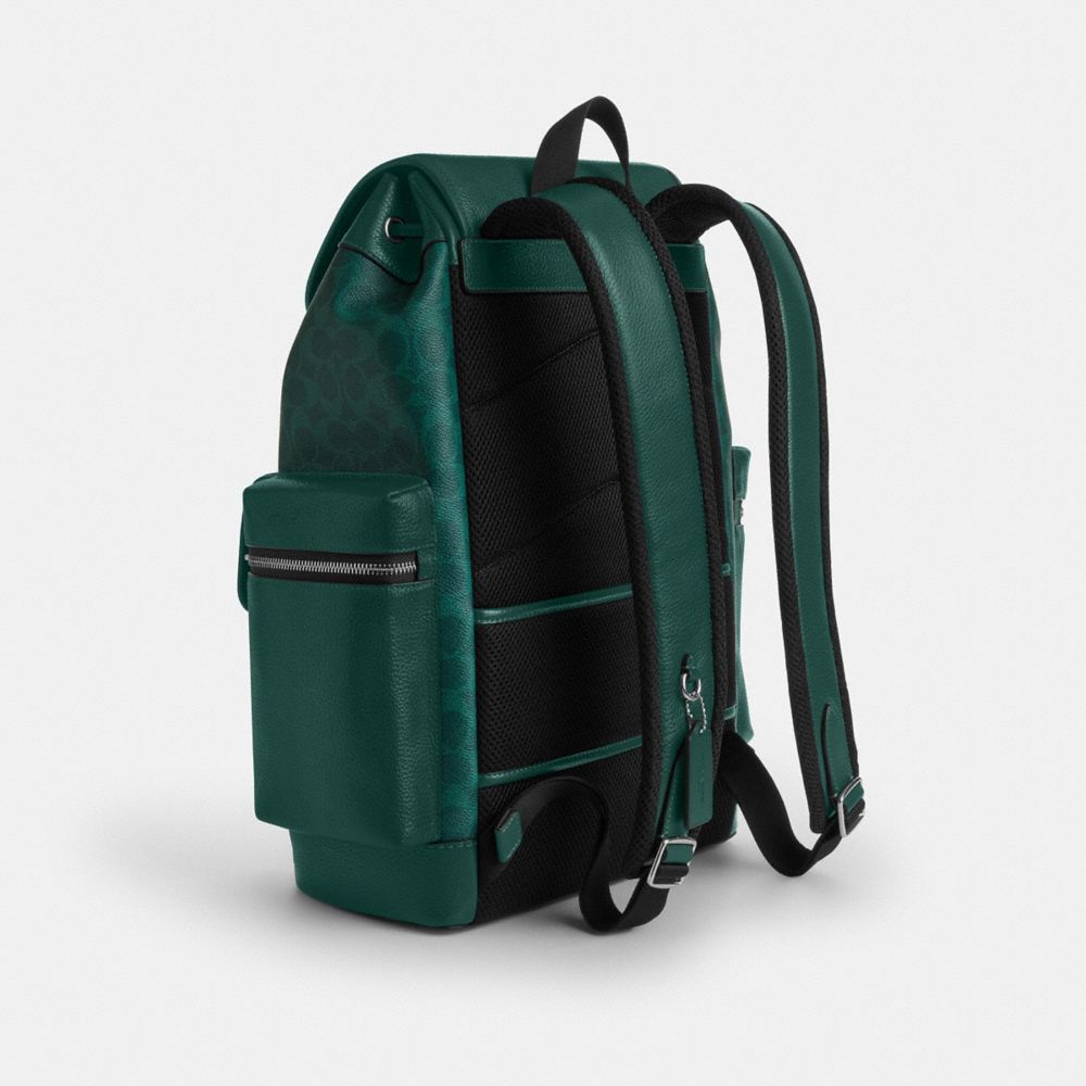 Coach Sprint Backpack In Colorblock Signature Canvas Silver Sea Green