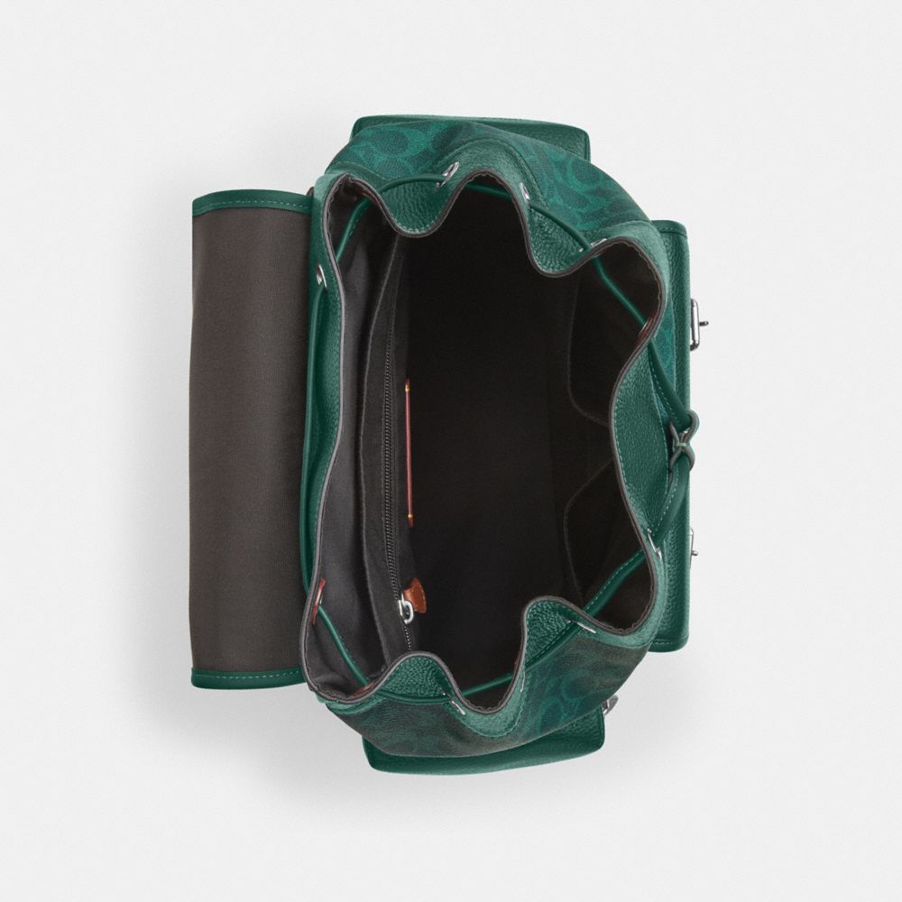 Coach Sprint Backpack In Colorblock Signature Canvas Silver Sea Green