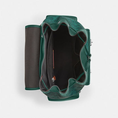 Coach Sprint Backpack In Colorblock Signature Canvas Silver Sea Green