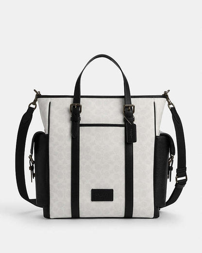 Sprint Tote Bag In Colorblock Signature Canvas Signature Canvas-Gunmetal-Chalk-Black Signature Canvas-Gunmetal-Chalk-Black