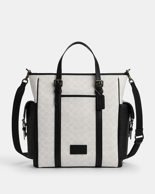 Sprint Tote Bag In Colorblock Signature Canvas Signature Canvas-Gunmetal-Chalk-Black Signature Canvas-Gunmetal-Chalk-Black