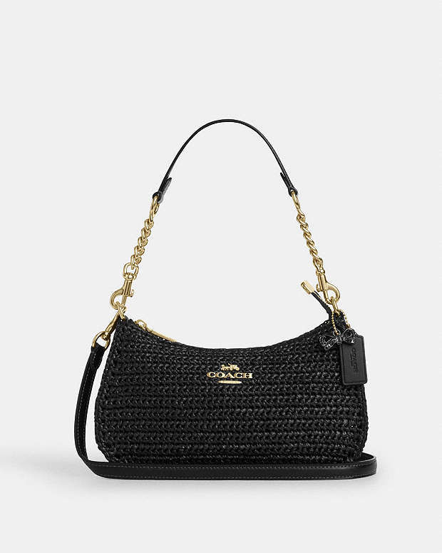 Teri Shoulder Bag Straw-Gold-Black Straw-Gold-Black