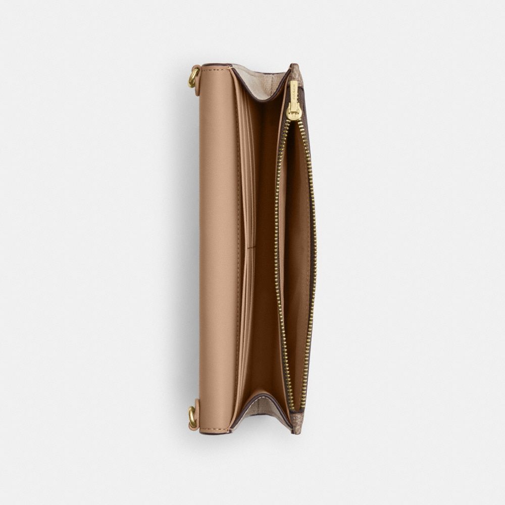 Klare Wallet With Chain In Blocked Signature Canvas Gold-Sand-Tan Gold-Sand-Tan