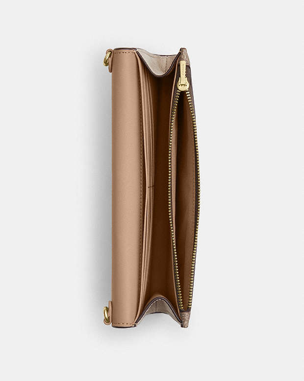Klare Wallet With Chain In Blocked Signature Canvas Gold-Sand-Tan Gold-Sand-Tan
