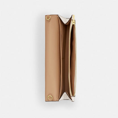 Coach Klare Wallet With Chain Gold Chalk