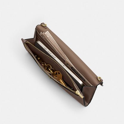 Coach Klare Wallet With Chain Gold Dark Stone
