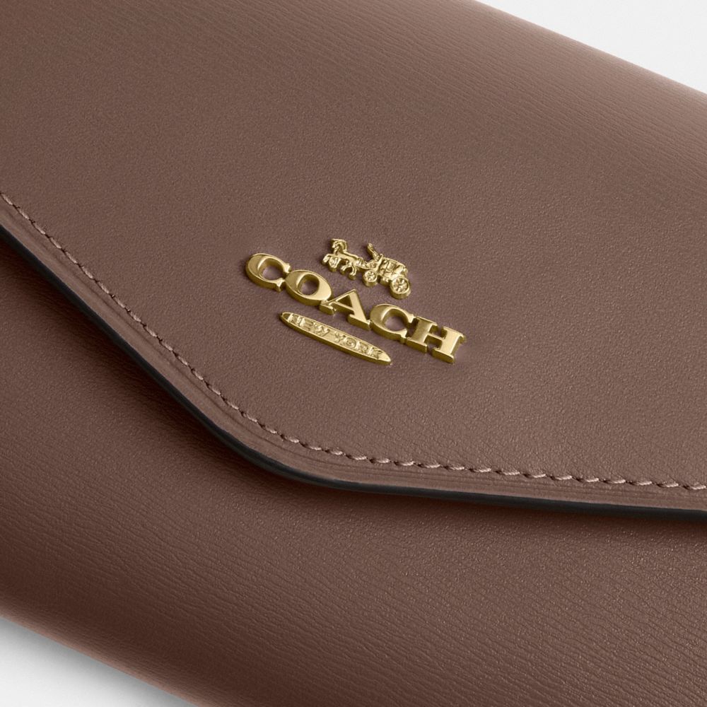 Coach Klare Wallet With Chain Gold Dark Stone