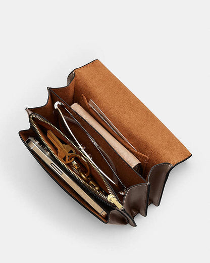 Mini Klare Crossbody Bag Calf Leather-Gold-Dark Stone Calf Leather-Gold-Dark Stone