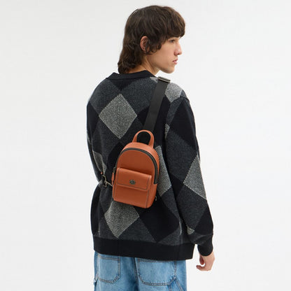 Coach Small Turnlock Sling Pack Gunmetal Tan