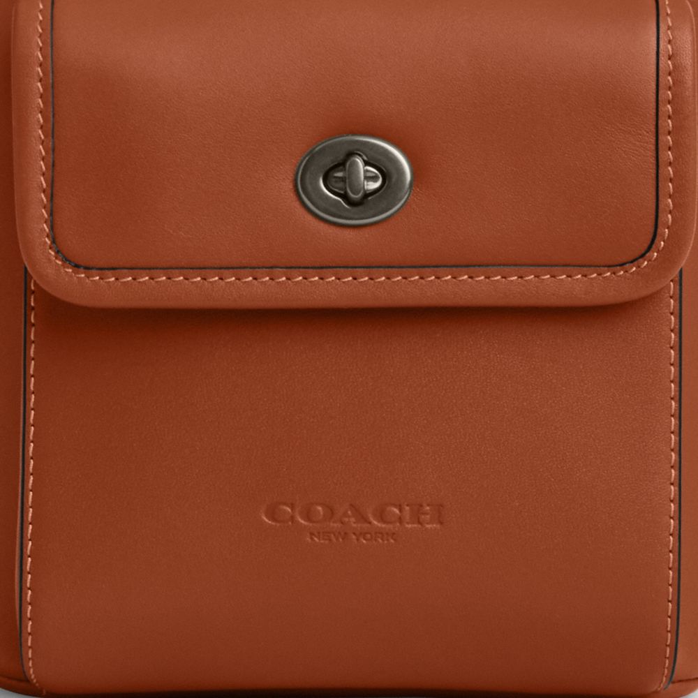 Coach Small Turnlock Sling Pack Gunmetal Tan