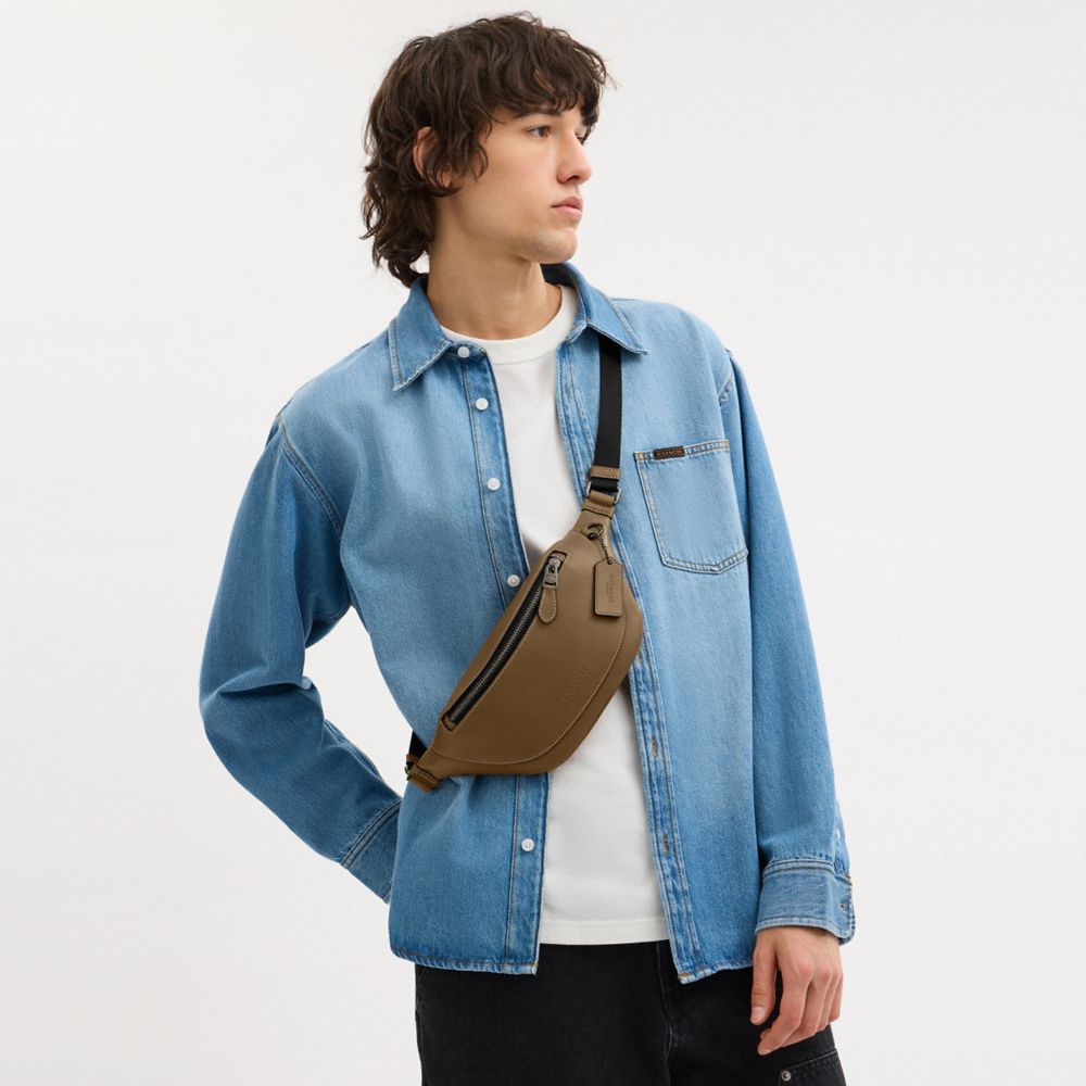 Coach Warren Mini Belt Bag Gunmetal Green