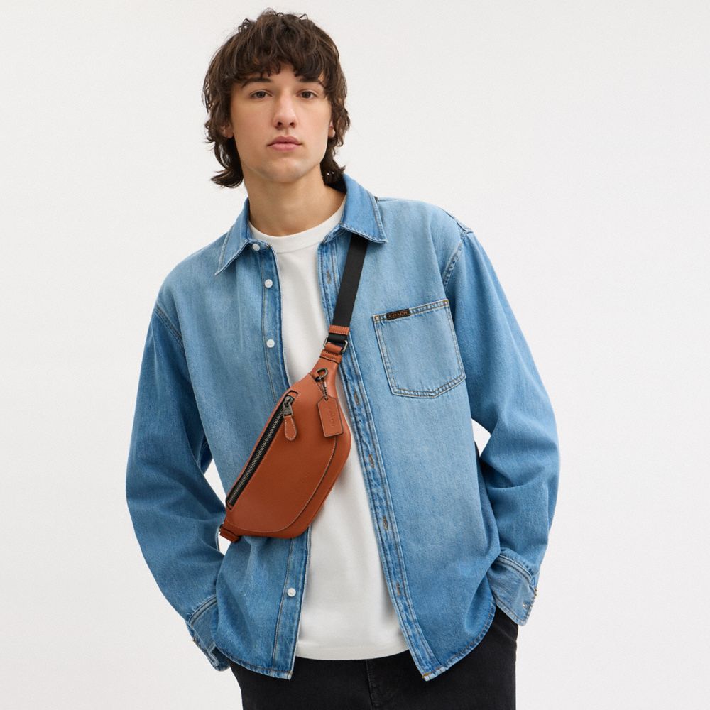 Coach Warren Mini Belt Bag Gunmetal Tan