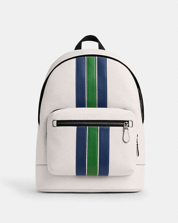 West Backpack With Varsity Stripe Gunmetal-Chalk Multi Gunmetal-Chalk Multi