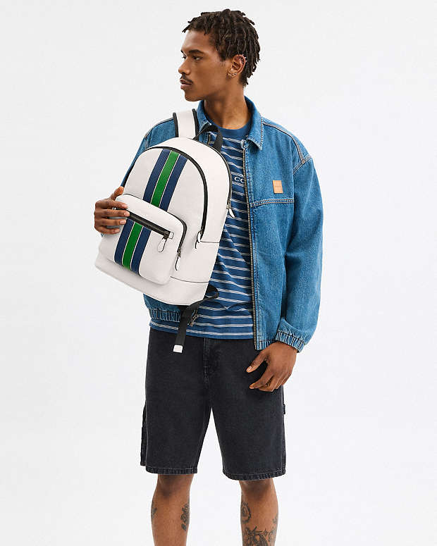 West Backpack With Varsity Stripe Gunmetal-Chalk Multi Gunmetal-Chalk Multi