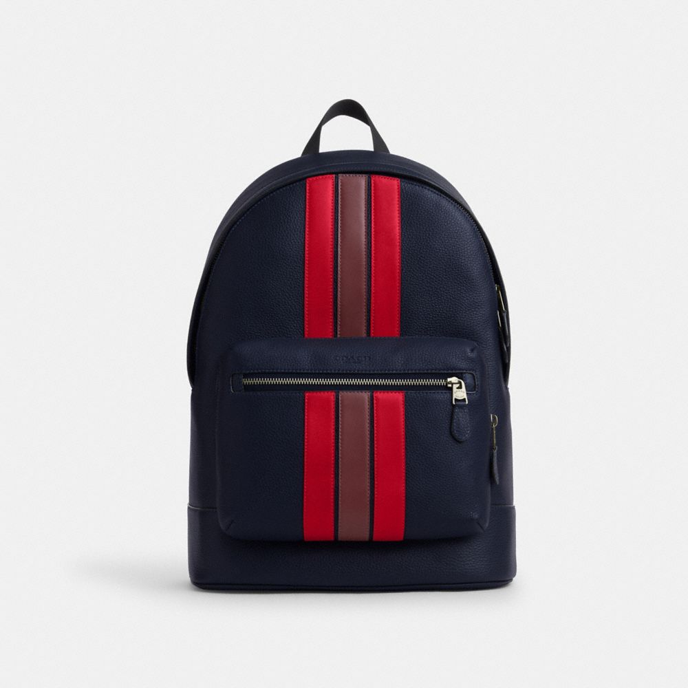 West Backpack With Varsity Stripe Gunmetal-Midnight Navy Multi Gunmetal-Midnight Navy Multi