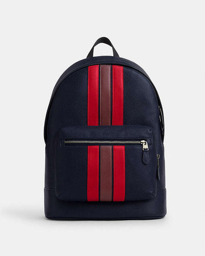 West Backpack With Varsity Stripe Gunmetal-Midnight Navy Multi Gunmetal-Midnight Navy Multi
