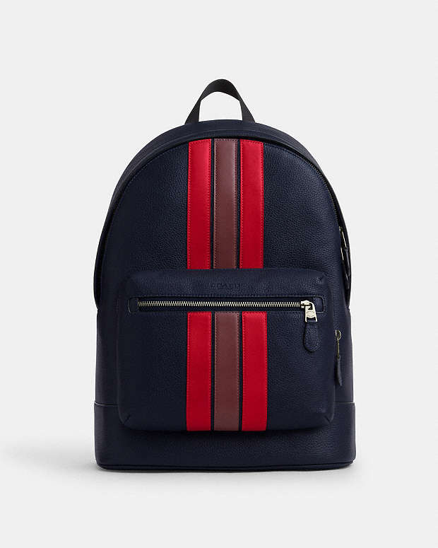 West Backpack With Varsity Stripe Gunmetal-Midnight Navy Multi Gunmetal-Midnight Navy Multi