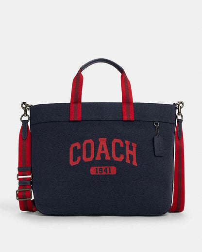 Tote Bag 38 With Coach Graphic Gunmetal-Midnight Navy Multi Gunmetal-Midnight Navy Multi