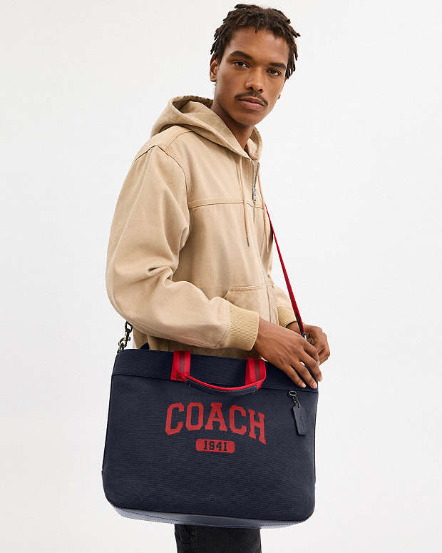 Tote Bag 38 With Coach Graphic Gunmetal-Midnight Navy Multi Gunmetal-Midnight Navy Multi