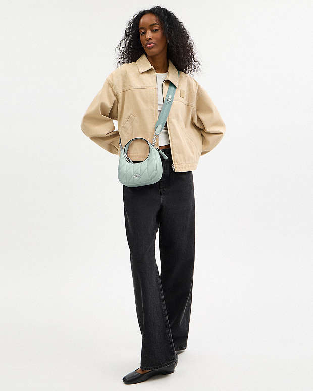 Carmen Mini Crossbody Bag Pearlized Leather-Silver-Green Pearlized Leather-Silver-Green