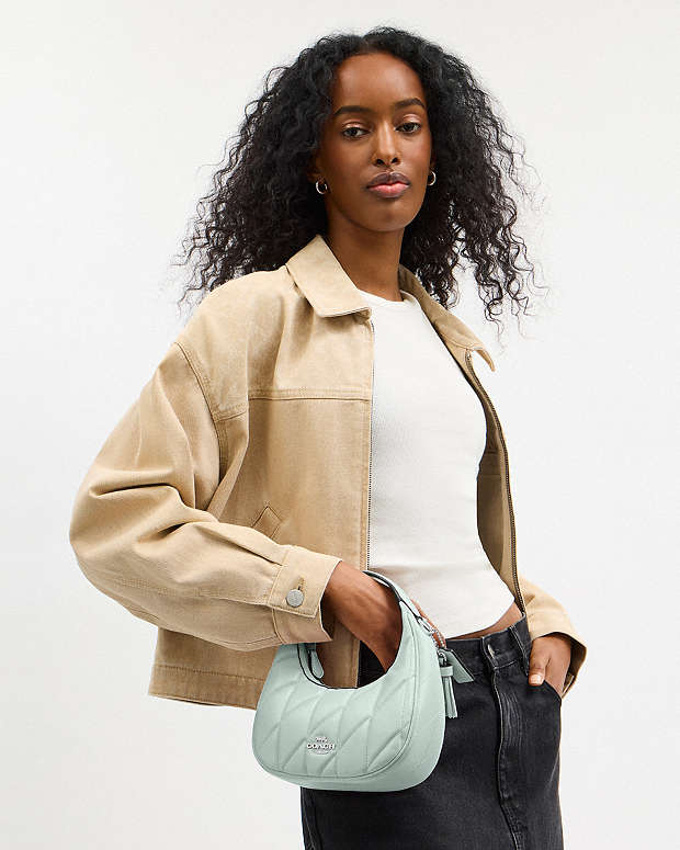 Carmen Mini Crossbody Bag Pearlized Leather-Silver-Green Pearlized Leather-Silver-Green