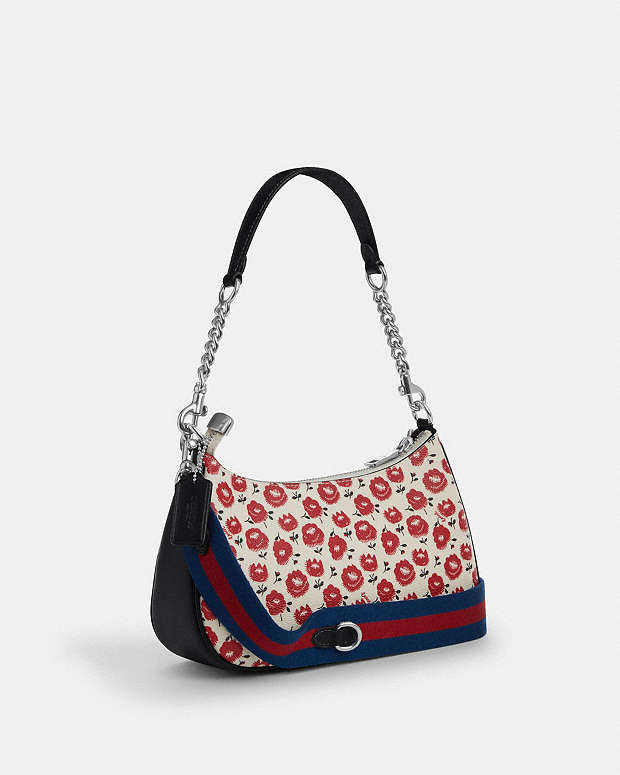 Teri Shoulder Bag With Floral Print Silver-Chalk-Black Multi Silver-Chalk-Black Multi
