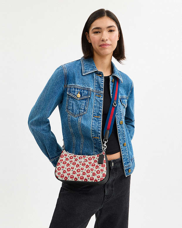 Teri Shoulder Bag With Floral Print Silver-Chalk-Black Multi Silver-Chalk-Black Multi