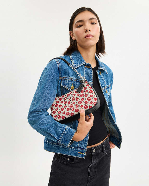 Teri Shoulder Bag With Floral Print Silver-Chalk-Black Multi Silver-Chalk-Black Multi