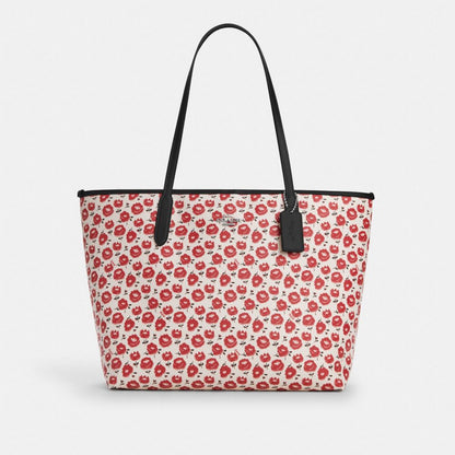 City Tote Bag With Floral Print Silver-Chalk-Black Multi Silver-Chalk-Black Multi