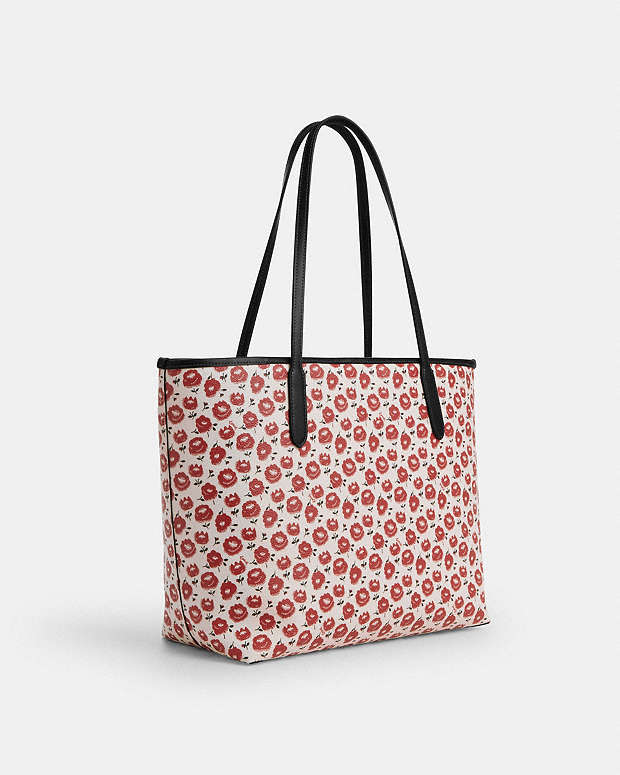 City Tote Bag With Floral Print Silver-Chalk-Black Multi Silver-Chalk-Black Multi