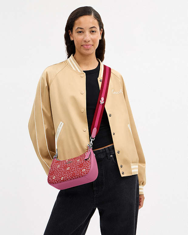 Teri Shoulder Bag With Floral Print Silver-Pink Multi Silver-Pink Multi