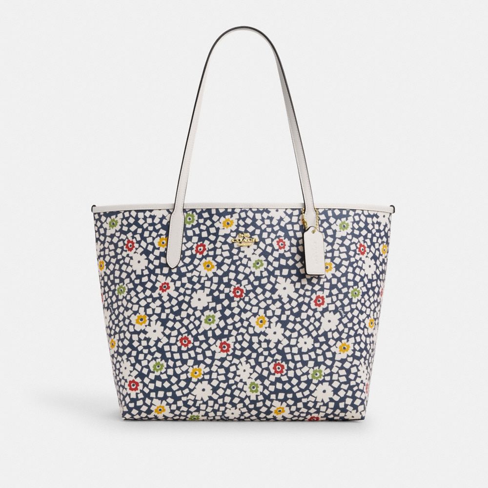 City Tote Bag With Floral Print Im-Deep Blue-Chalk Multi Im-Deep Blue-Chalk Multi