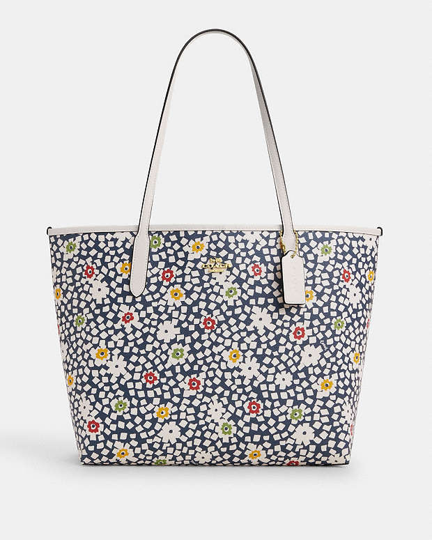 City Tote Bag With Floral Print Im-Deep Blue-Chalk Multi Im-Deep Blue-Chalk Multi