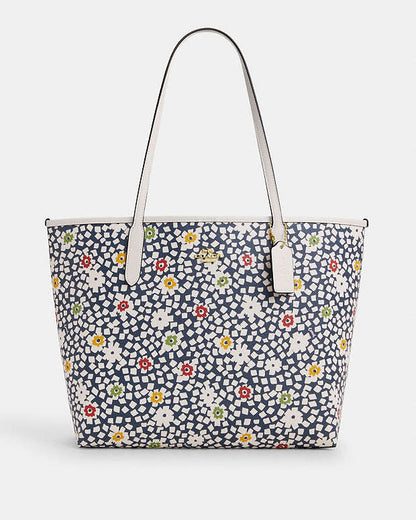 City Tote Bag With Floral Print Im-Deep Blue-Chalk Multi Im-Deep Blue-Chalk Multi