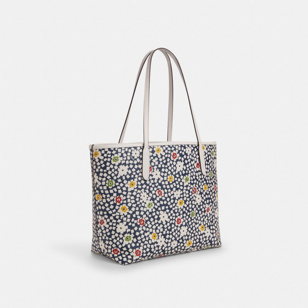 City Tote Bag With Floral Print Im-Deep Blue-Chalk Multi Im-Deep Blue-Chalk Multi