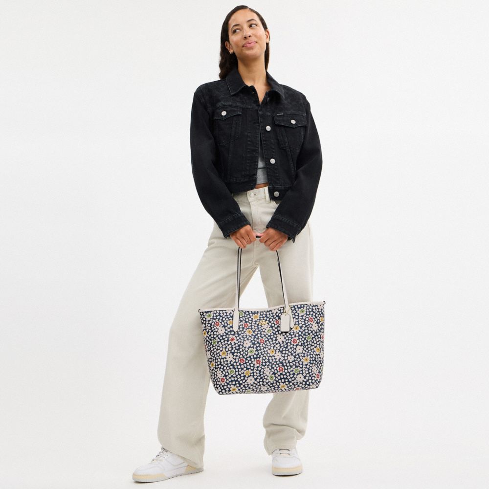 City Tote Bag With Floral Print Im-Deep Blue-Chalk Multi Im-Deep Blue-Chalk Multi