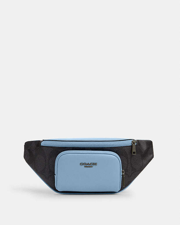 Racer Small Belt Bag In Maxi Signature Canvas Qb-Charcoal-Pool Qb-Charcoal-Pool