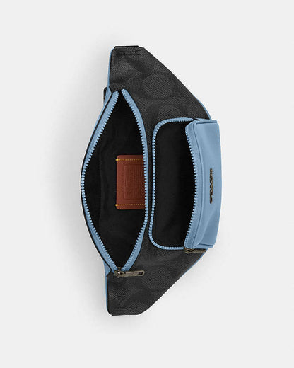 Racer Small Belt Bag In Maxi Signature Canvas Qb-Charcoal-Pool Qb-Charcoal-Pool